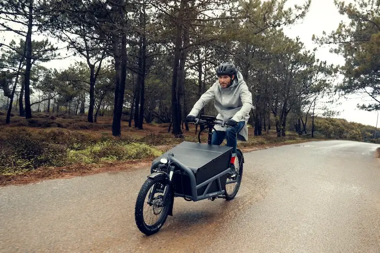 A cyclist explores the great outdoors with a cargo ebike